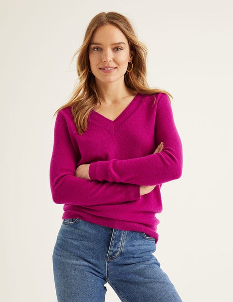 Cashmere Relaxed Vneck Sweater - Vibrant Plum Cashmere Relaxed Vneck Sweater - Vibrant Plum