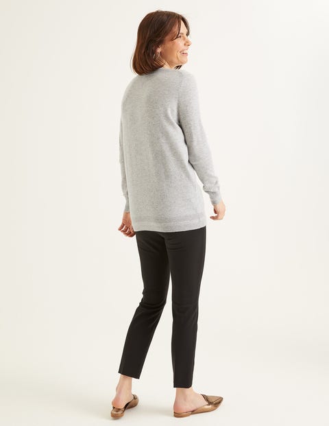 Cashmere Relaxed V-Neck Jumper - Grey Melange Cashmere Relaxed V-Neck Jumper - Grey Melange
