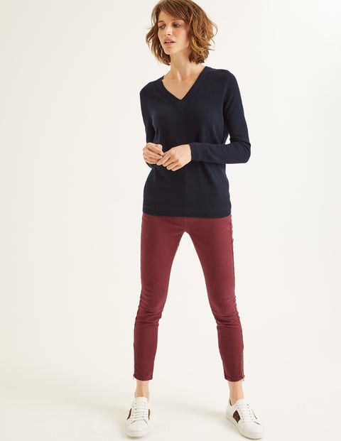 Lässiger Kaschmirpullover mit V-Ausschnitt - Navy Lässiger Kaschmirpullover mit V-Ausschnitt - Navy