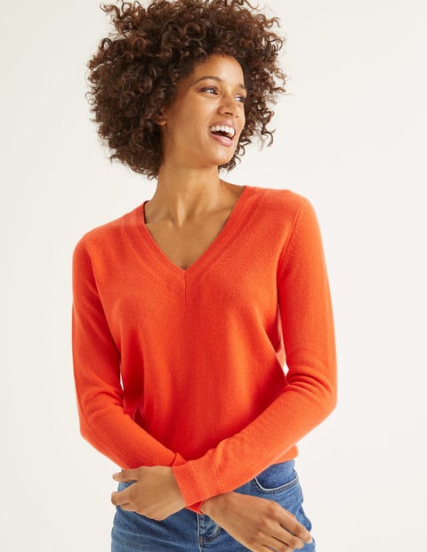 Cashmere Relaxed V-Neck Jumper - Firework Cashmere Relaxed V-Neck Jumper - Firework
