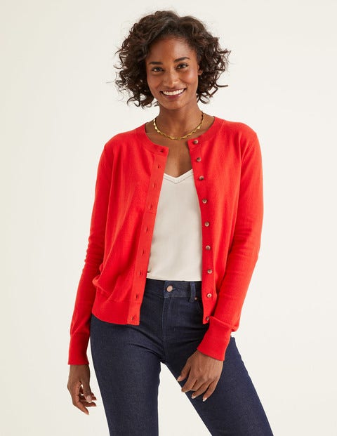 Amelia Cardigan Mit Rundhalsausschnitt - Signalrot Amelia Cardigan Mit Rundhalsausschnitt - Signalrot