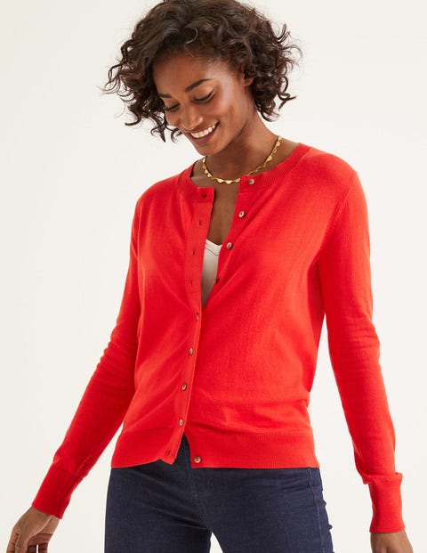 Amelia Cardigan Mit Rundhalsausschnitt - Signalrot Amelia Cardigan Mit Rundhalsausschnitt - Signalrot