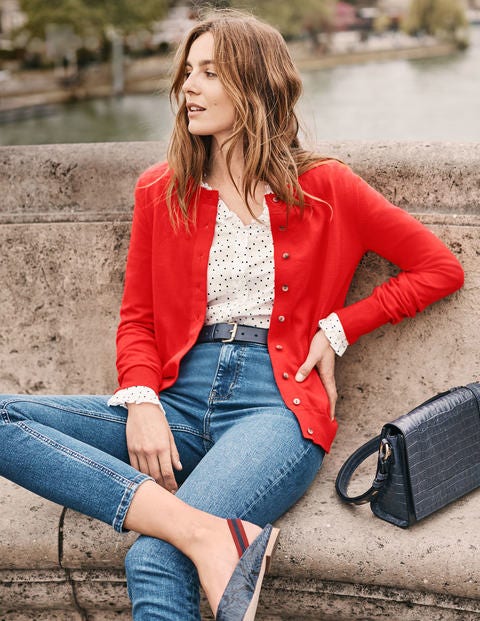 Amelia Cardigan Mit Rundhalsausschnitt - Signalrot Amelia Cardigan Mit Rundhalsausschnitt - Signalrot