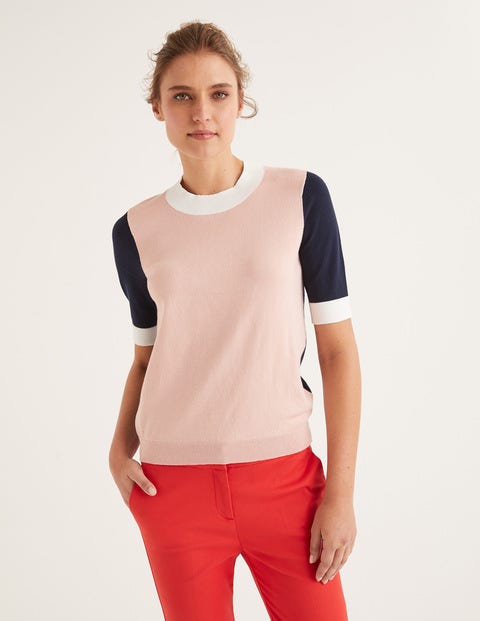 Rachel Knitted Tee - Chalky Pink Colourblock Rachel Knitted Tee - Chalky Pink Colourblock