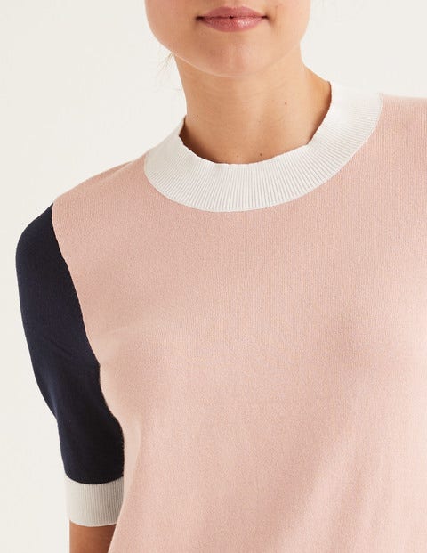 Rachel Knitted Tee - Chalky Pink Colourblock Rachel Knitted Tee - Chalky Pink Colourblock