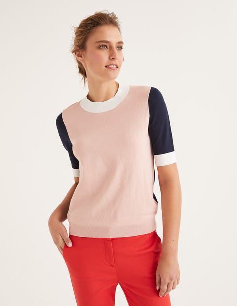 Rachel Knitted Tee - Chalky Pink Colourblock Rachel Knitted Tee - Chalky Pink Colourblock