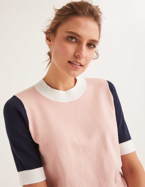 Rachel Knitted Tee - Chalky Pink Colourblock Rachel Knitted Tee - Chalky Pink Colourblock
