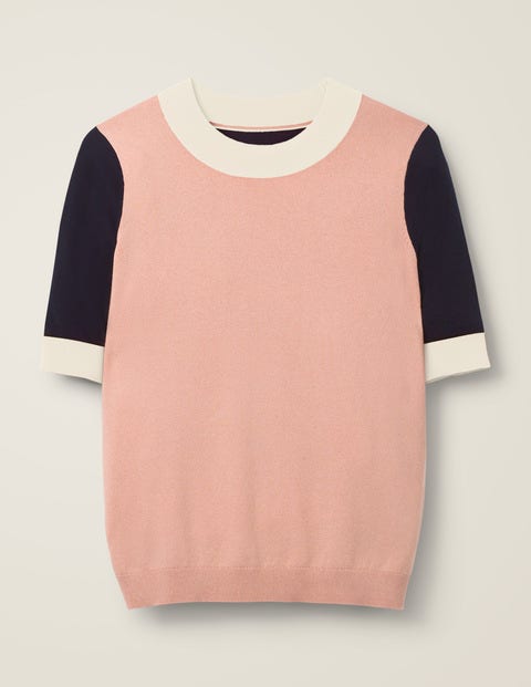 Rachel Knitted Tee - Chalky Pink Colourblock Rachel Knitted Tee - Chalky Pink Colourblock