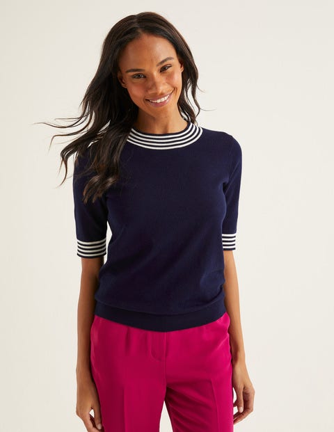 Rachel Knitted Tee - Navy Tipped Rachel Knitted Tee - Navy Tipped