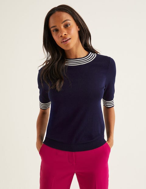 Rachel Knitted Tee - Navy Tipped Rachel Knitted Tee - Navy Tipped