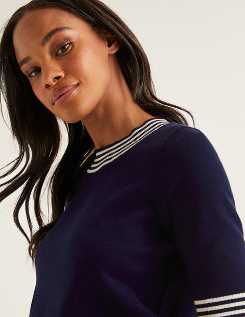 Rachel Knitted Tee - Navy Tipped Rachel Knitted Tee - Navy Tipped