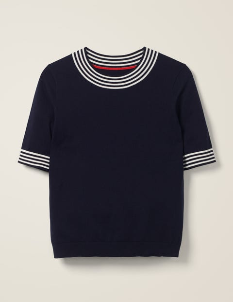 Rachel Knitted Tee - Navy Tipped Rachel Knitted Tee - Navy Tipped