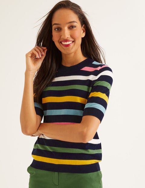 Rachel Knitted Tee - Navy Multi Stripe Rachel Knitted Tee - Navy Multi Stripe