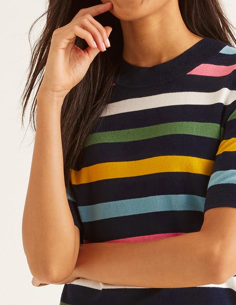Rachel Knitted Tee - Navy Multi Stripe Rachel Knitted Tee - Navy Multi Stripe