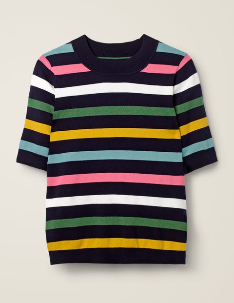 Rachel Knitted Tee - Navy Multi Stripe Rachel Knitted Tee - Navy Multi Stripe