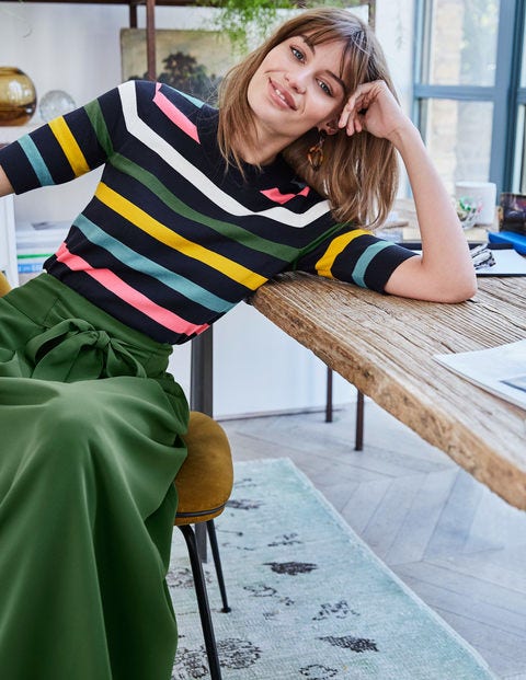 Rachel Knitted Tee - Navy Multi Stripe Rachel Knitted Tee - Navy Multi Stripe