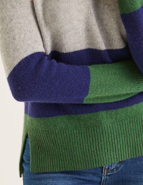 Melinda Cashmere Jumper - Chalky Pink Colourblock Stripe Melinda Cashmere Jumper - Chalky Pink Colourblock Stripe