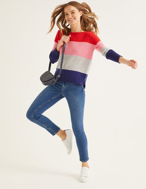 Melinda Cashmere Jumper - Postbox Red Colourblock Stripe Melinda Cashmere Jumper - Postbox Red Colourblock Stripe