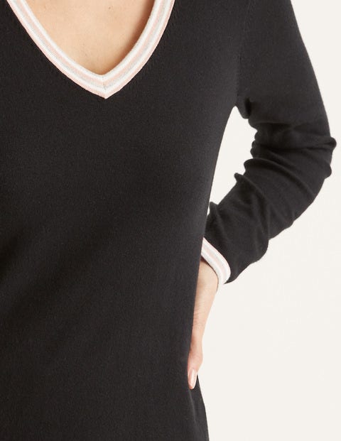 Elina V-Neck Sweater - Black/Multi Tipping Elina V-Neck Sweater - Black/Multi Tipping