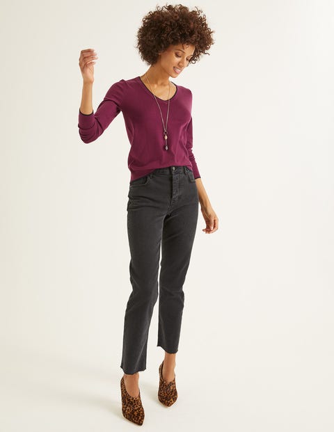 Elina V-Neck Jumper - Ruby Ring/Navy Tipping Elina V-Neck Jumper - Ruby Ring/Navy Tipping