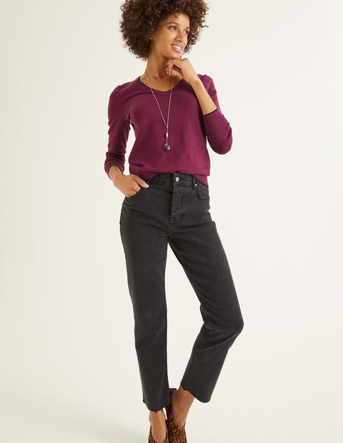 Elina V-Neck Jumper - Ruby Ring/Navy Tipping Elina V-Neck Jumper - Ruby Ring/Navy Tipping
