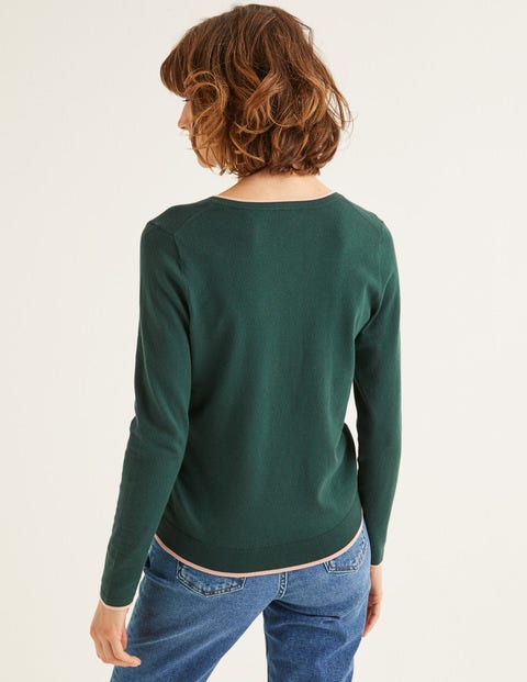 Elina V-Neck Jumper - Midnight Garden/Pink Tipping Elina V-Neck Jumper - Midnight Garden/Pink Tipping