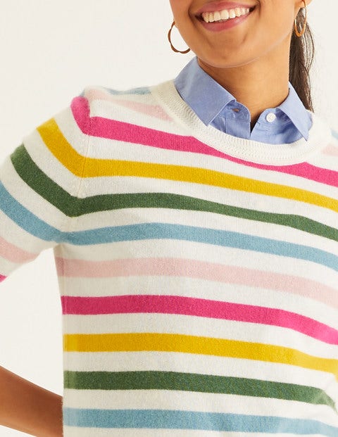Cashmere Crew Neck Jumper - Multi Stripe Cashmere Crew Neck Jumper - Multi Stripe