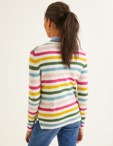Cashmere Crew Neck Jumper - Multi Stripe Cashmere Crew Neck Jumper - Multi Stripe