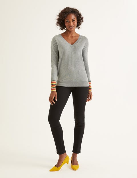 Cassandra V Neck Sweater - Grey Melange Cassandra V Neck Sweater - Grey Melange