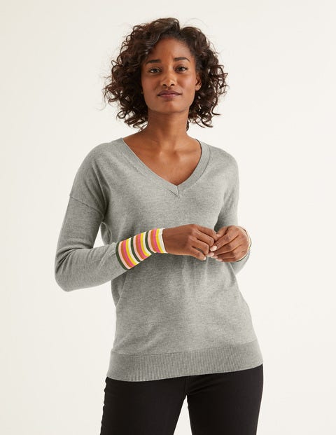 Cassandra V Neck Sweater - Grey Melange Cassandra V Neck Sweater - Grey Melange