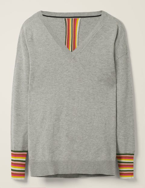Cassandra V Neck Sweater - Grey Melange Cassandra V Neck Sweater - Grey Melange