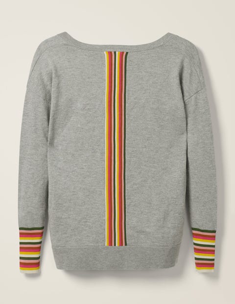 Cassandra V Neck Sweater - Grey Melange Cassandra V Neck Sweater - Grey Melange