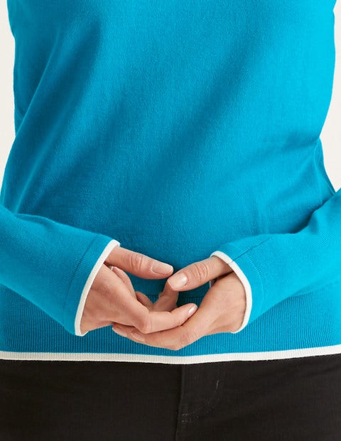 Elina Jumper - Blue Lagoon/Ivory Tipping Elina Jumper - Blue Lagoon/Ivory Tipping