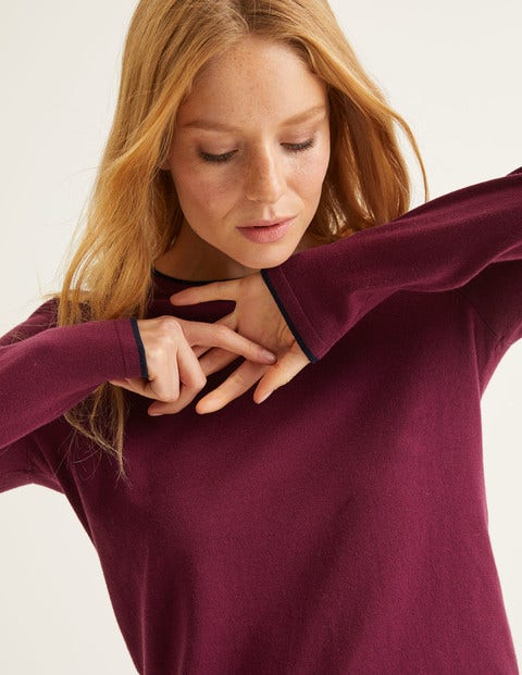 Elina Jumper - Ruby Ring/Navy Tipping Elina Jumper - Ruby Ring/Navy Tipping