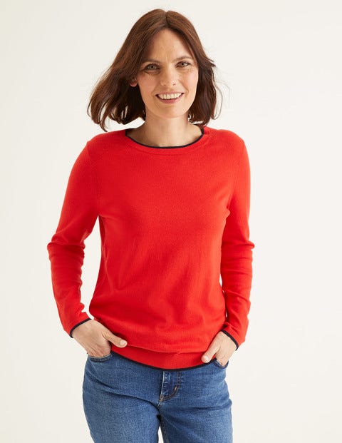 Elina Jumper - Postbox Red/Navy Tipping Elina Jumper - Postbox Red/Navy Tipping