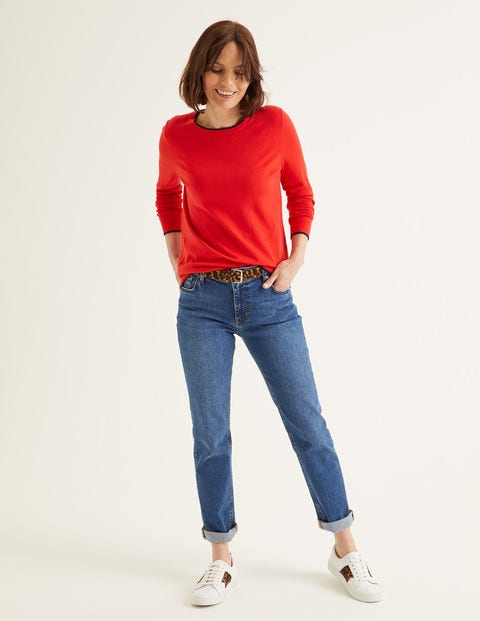 Elina Jumper - Postbox Red/Navy Tipping Elina Jumper - Postbox Red/Navy Tipping