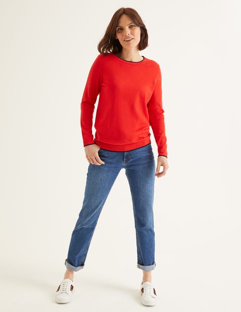 Elina Jumper - Postbox Red/Navy Tipping Elina Jumper - Postbox Red/Navy Tipping