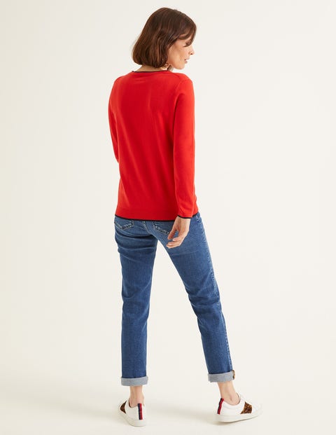 Elina Jumper - Postbox Red/Navy Tipping Elina Jumper - Postbox Red/Navy Tipping