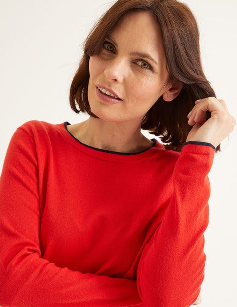 Elina Jumper - Postbox Red/Navy Tipping Elina Jumper - Postbox Red/Navy Tipping