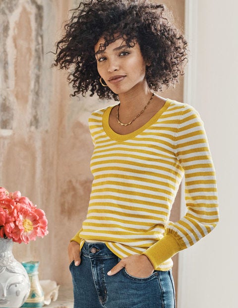 Bernice Sweater - Ivory/Saffrom Stripe Bernice Sweater - Ivory/Saffrom Stripe