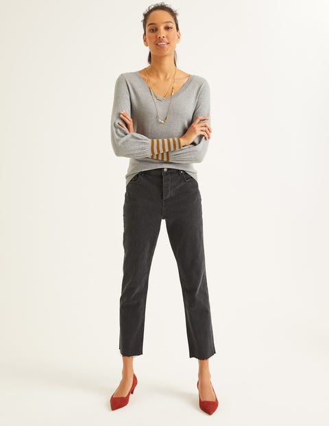 Bernice Jumper - Grey Melange/Gold Sparkle Cuff Bernice Jumper - Grey Melange/Gold Sparkle Cuff