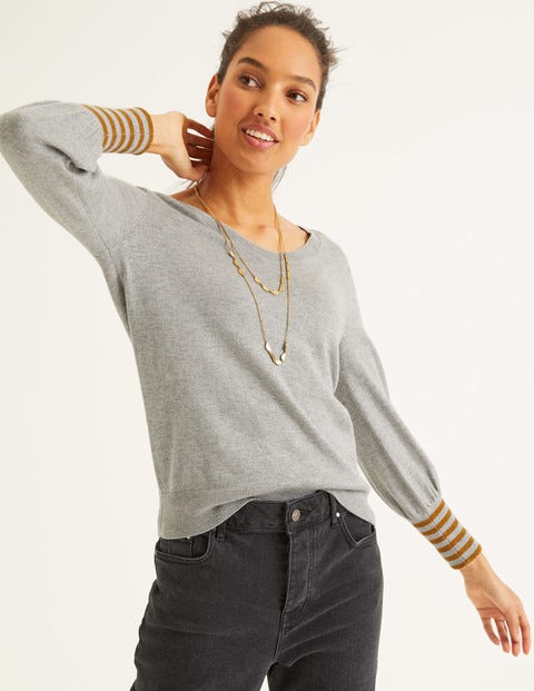 Bernice Jumper - Grey Melange/Gold Sparkle Cuff Bernice Jumper - Grey Melange/Gold Sparkle Cuff