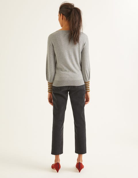 Bernice Jumper - Grey Melange/Gold Sparkle Cuff Bernice Jumper - Grey Melange/Gold Sparkle Cuff