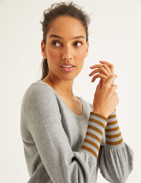 Bernice Jumper - Grey Melange/Gold Sparkle Cuff Bernice Jumper - Grey Melange/Gold Sparkle Cuff