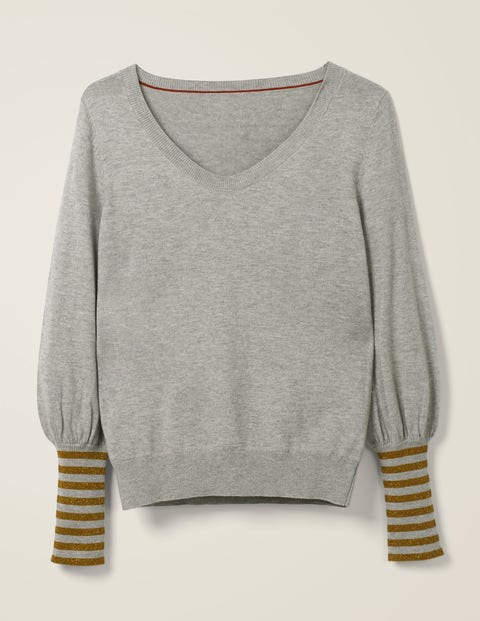 Bernice Jumper - Grey Melange/Gold Sparkle Cuff Bernice Jumper - Grey Melange/Gold Sparkle Cuff