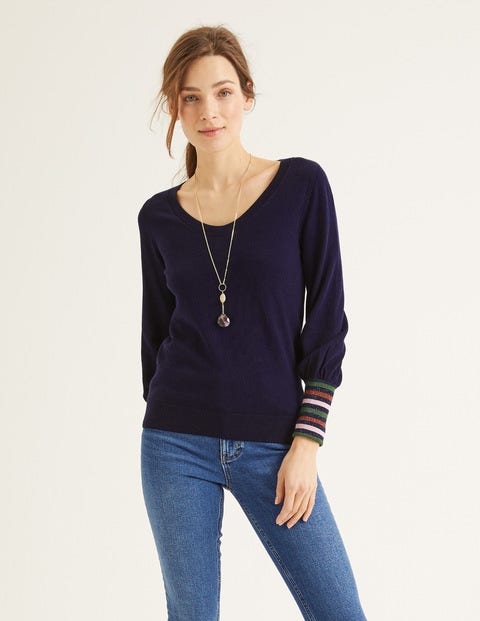 Bernice Jumper - Navy/Multi Sparkle Cuff Bernice Jumper - Navy/Multi Sparkle Cuff
