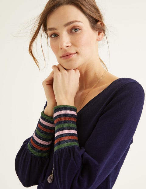 Bernice Jumper - Navy/Multi Sparkle Cuff Bernice Jumper - Navy/Multi Sparkle Cuff