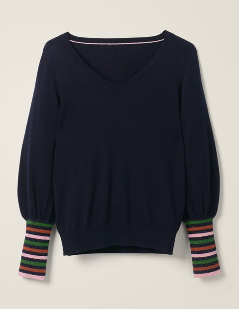 Bernice Jumper - Navy/Multi Sparkle Cuff Bernice Jumper - Navy/Multi Sparkle Cuff