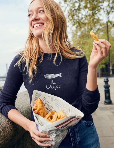 Estella Sweater - Navy Fish & Chips