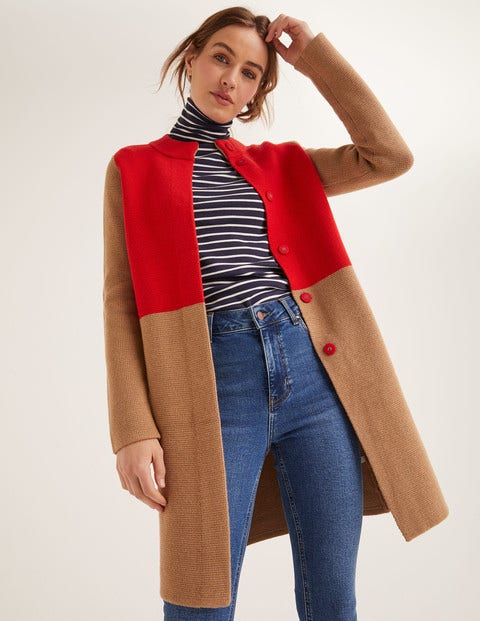 Claudia Coatigan - Camel/Post Box Red Claudia Coatigan - Camel/Post Box Red